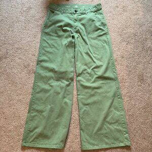 St. John's Bay Green Wide Leg Stretch Cotton Chinos Khakis 12